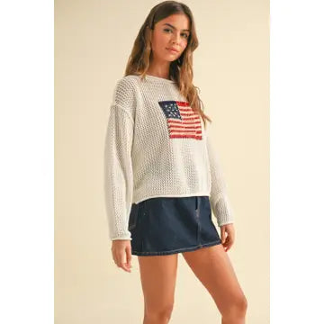 American Flag Knit Sweater (ivory)