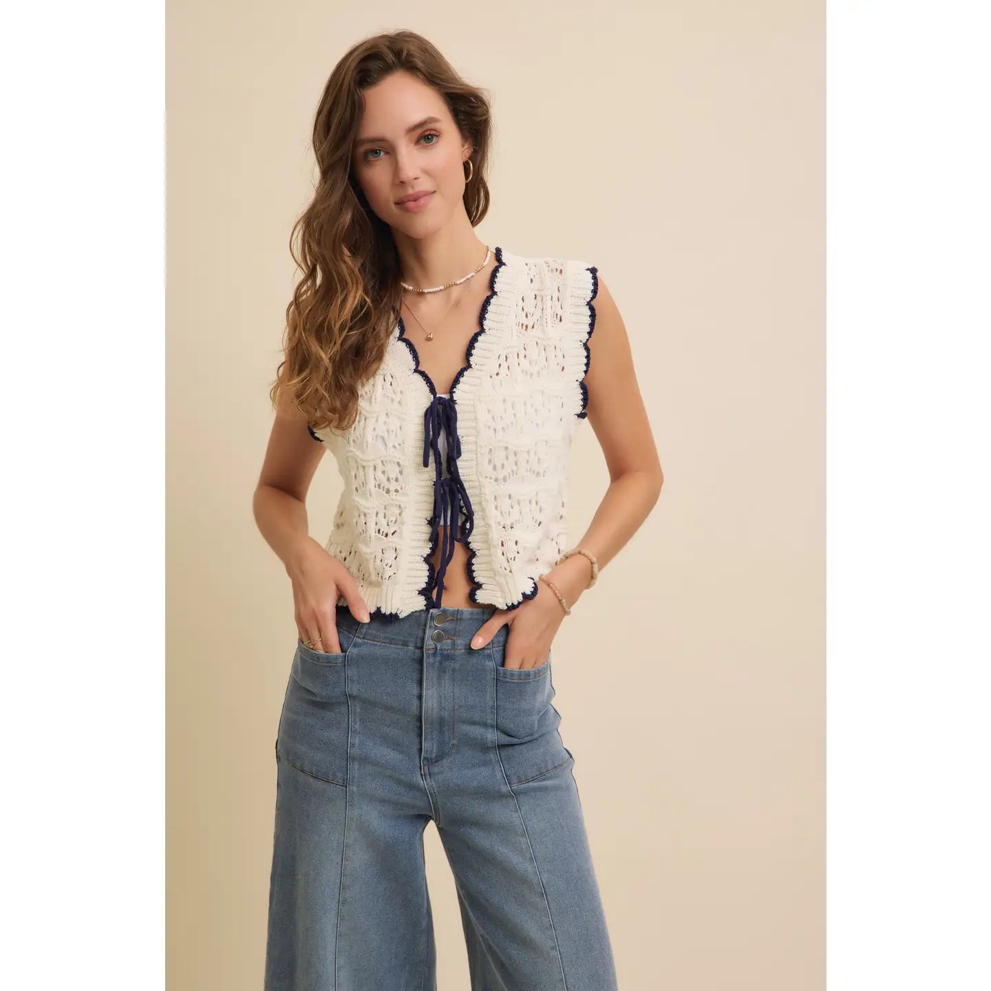Scallop and Bow Sweater Vest