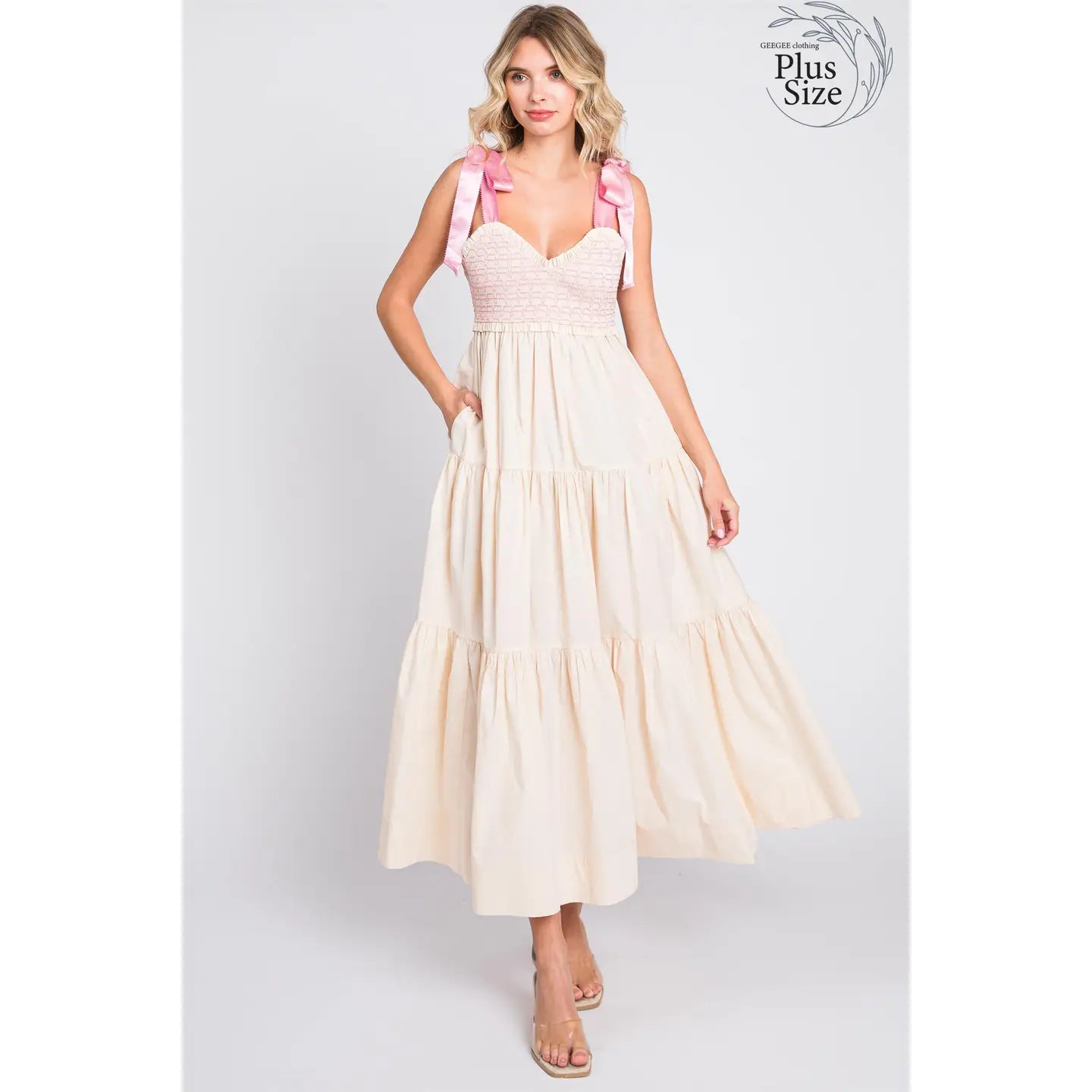 Sweet Cream Smocked Dress (PLUS)