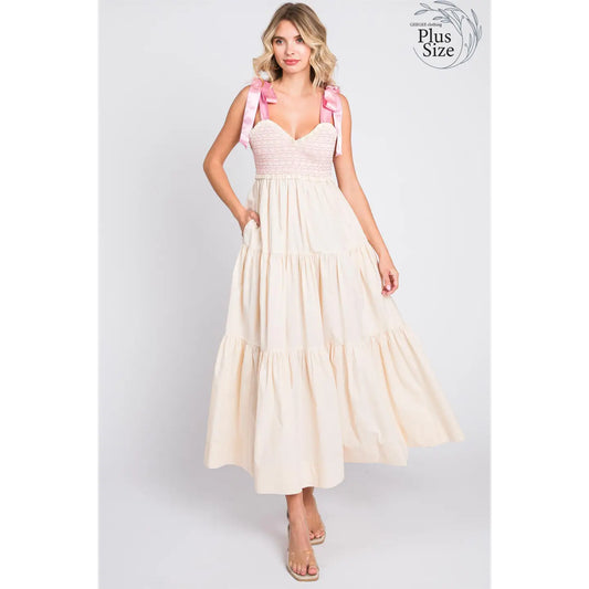 Sweet Cream Smocked Dress (PLUS)