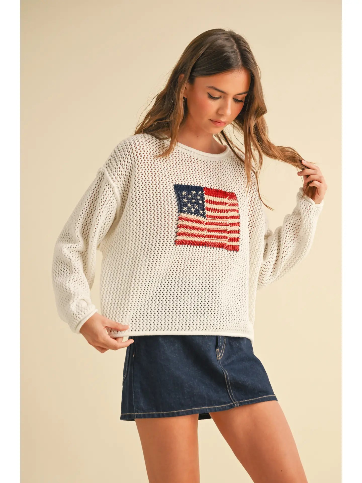 American Flag Knit Sweater (ivory)
