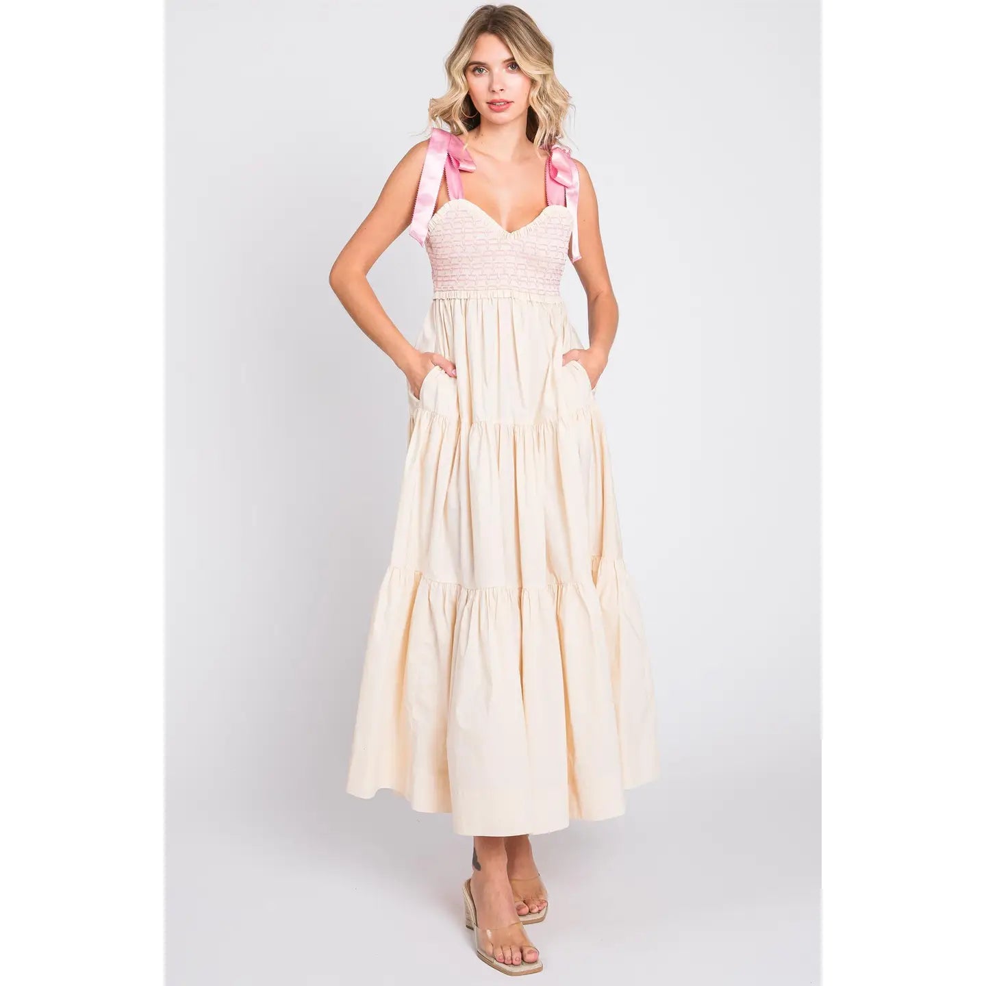 Sweet Cream Smocked Dress (PLUS)