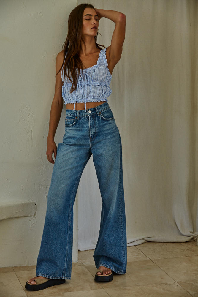 Jo Gingham Ruffle Crop Top