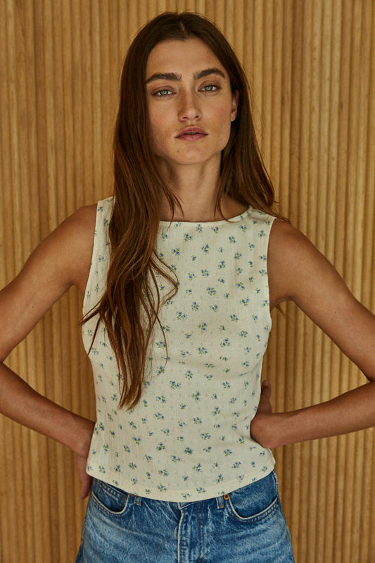 Candi Floral Pointelle Tank