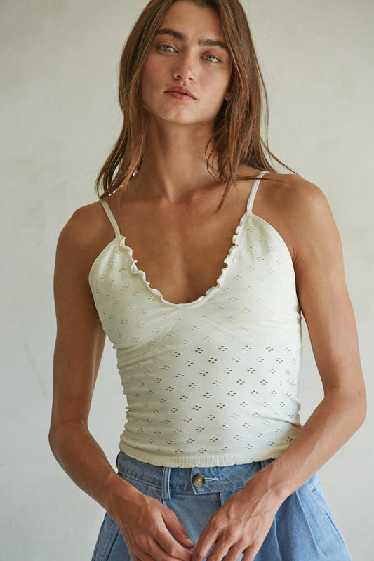 Merrow Edge Eyelet Cami (ivory)