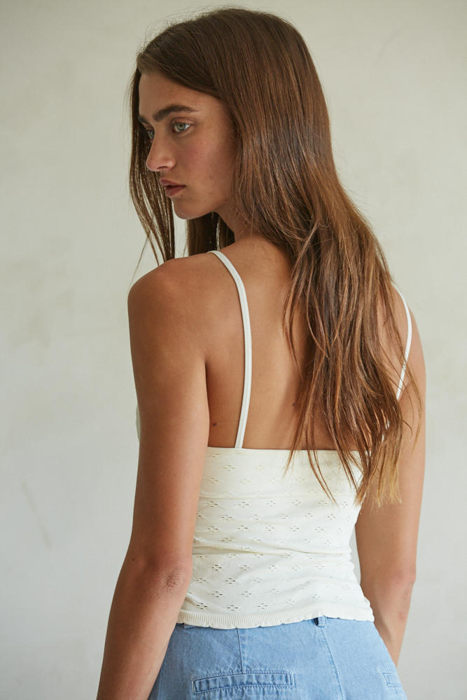 Merrow Edge Eyelet Cami (ivory)