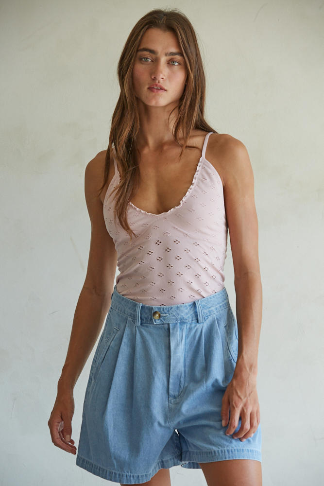 Merrow Edge Eyelet Cami (pink)