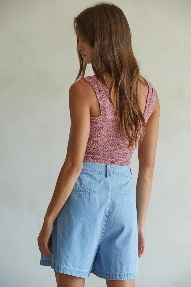 Jacquard Square Tank (Maroon)