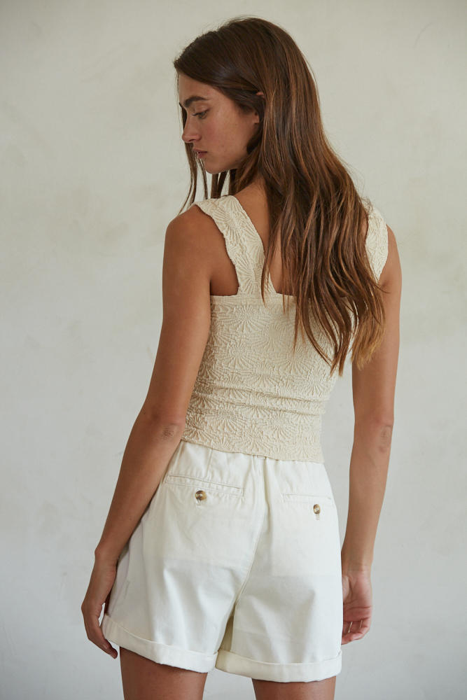 Jacquard Square Tank (cream)