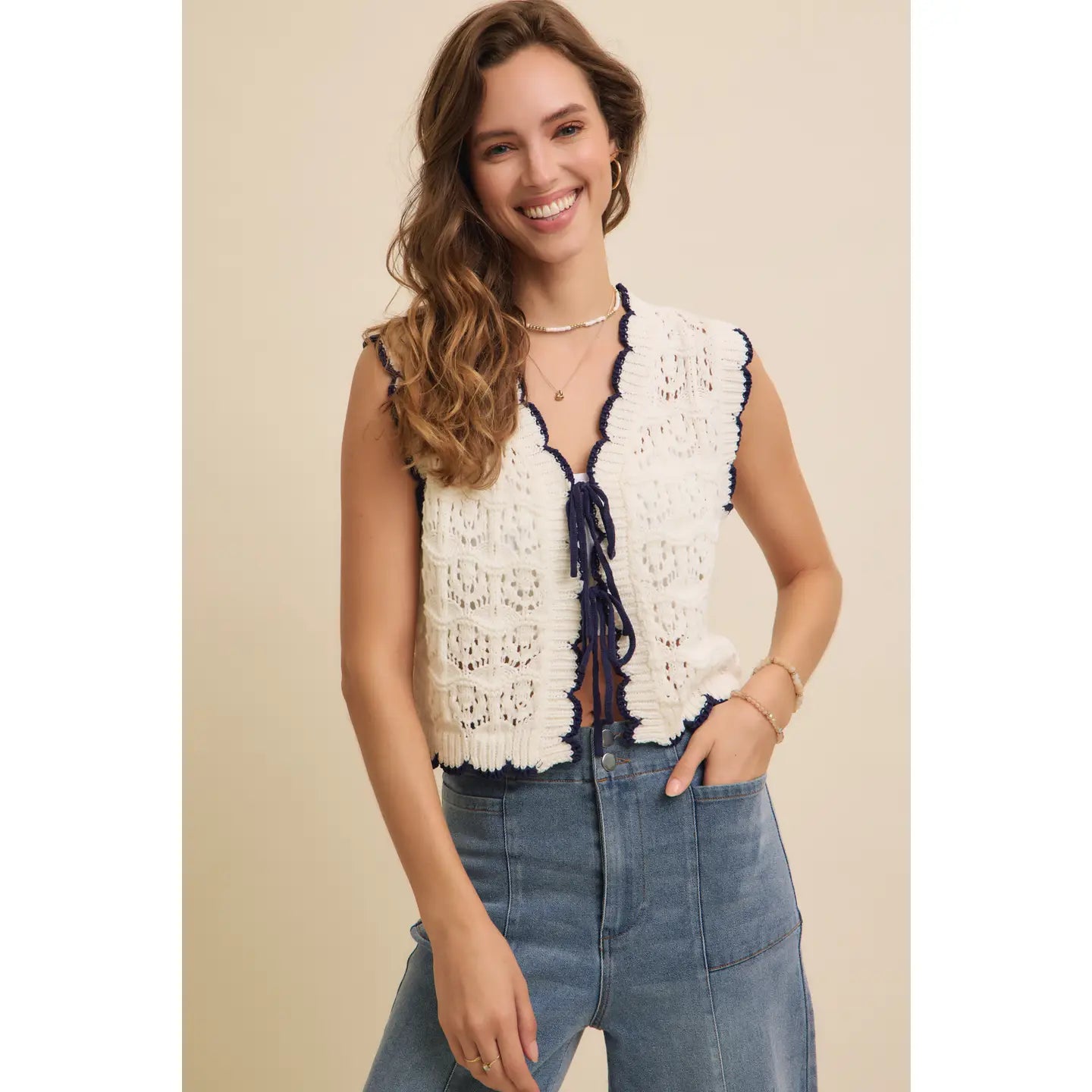 Scallop and Bow Sweater Vest