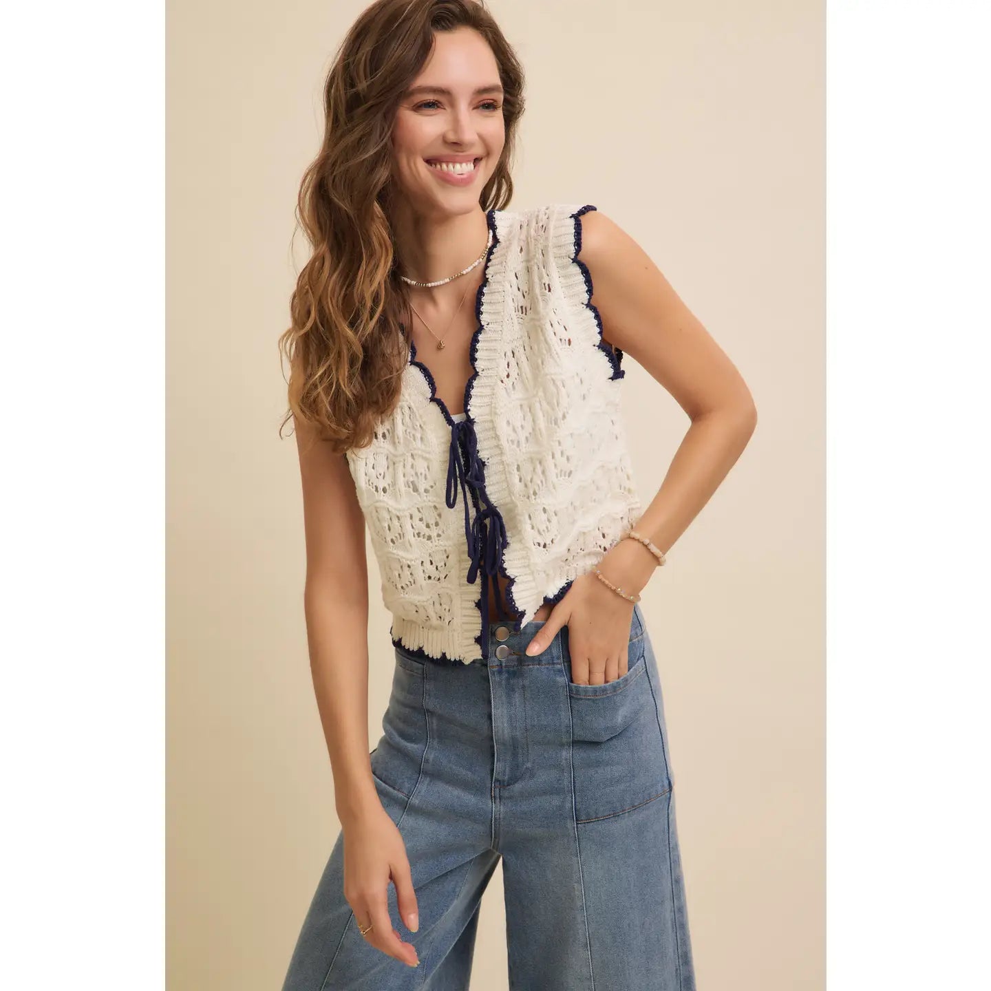 Scallop and Bow Sweater Vest