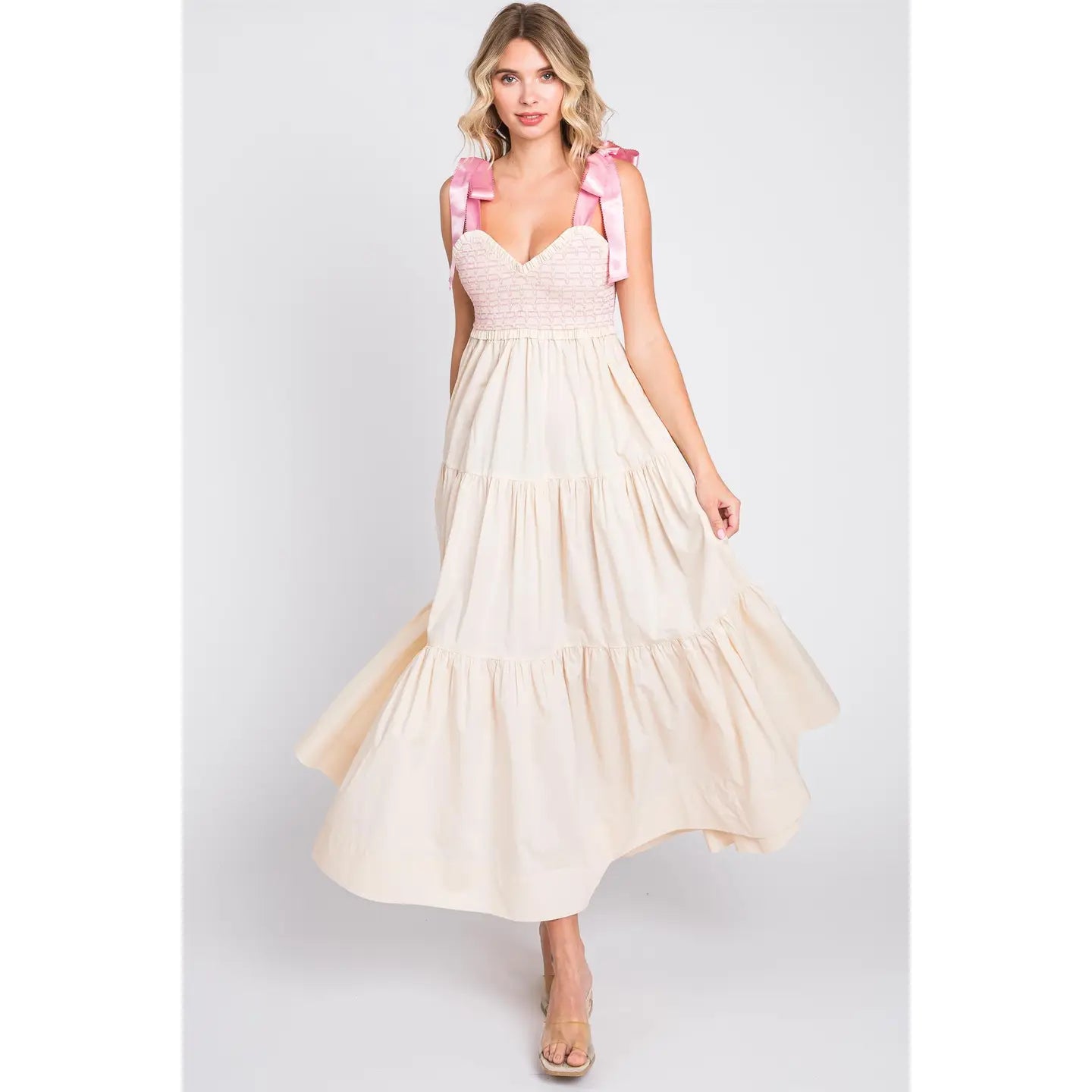 Sweet Cream Smocked Dress (PLUS)