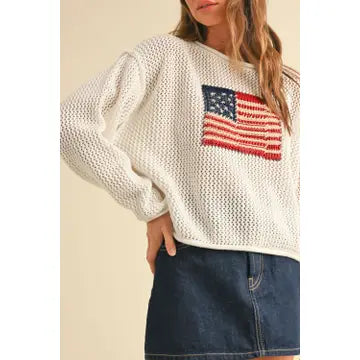 American Flag Knit Sweater (ivory)