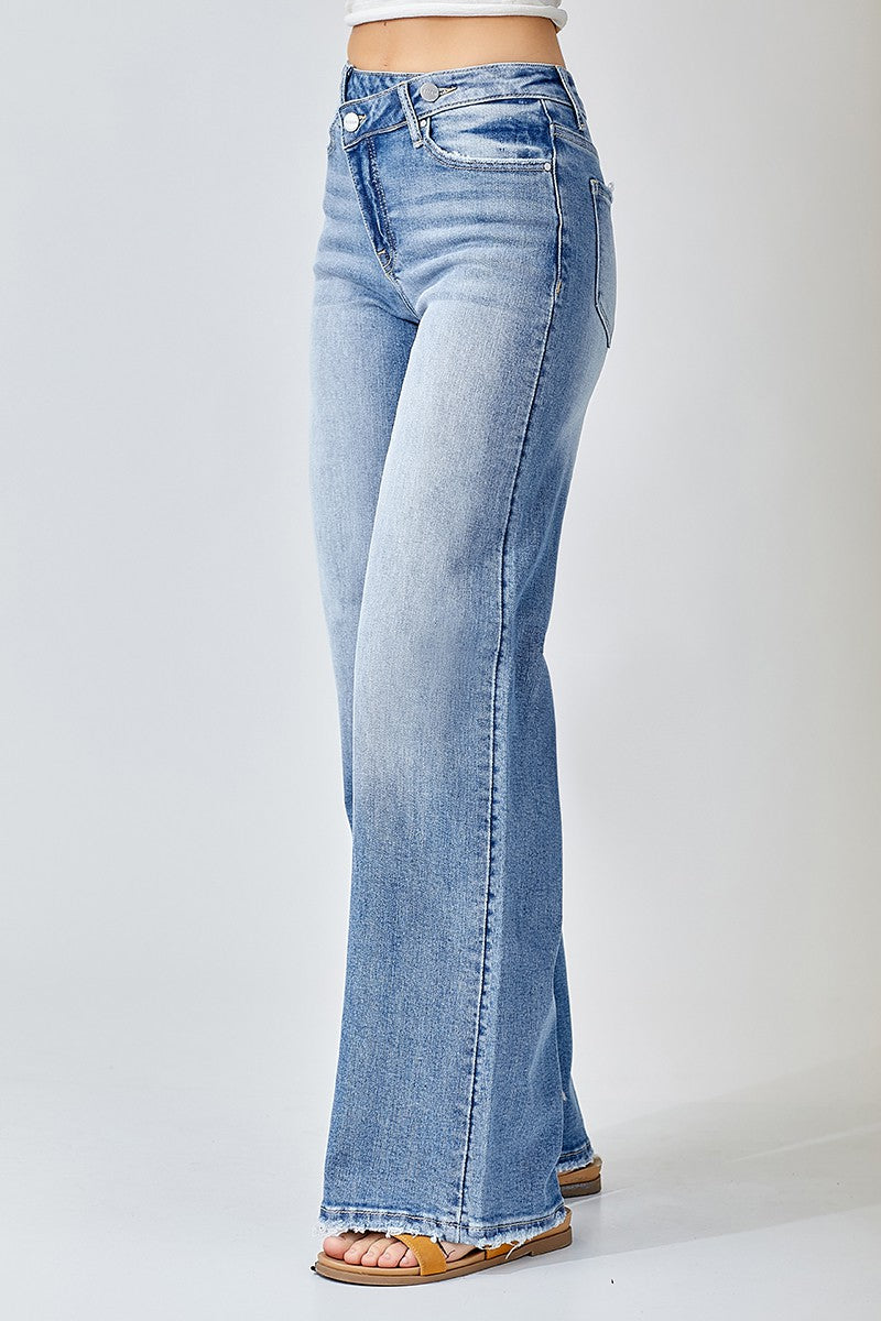 Crossover Wide-Leg Jeans