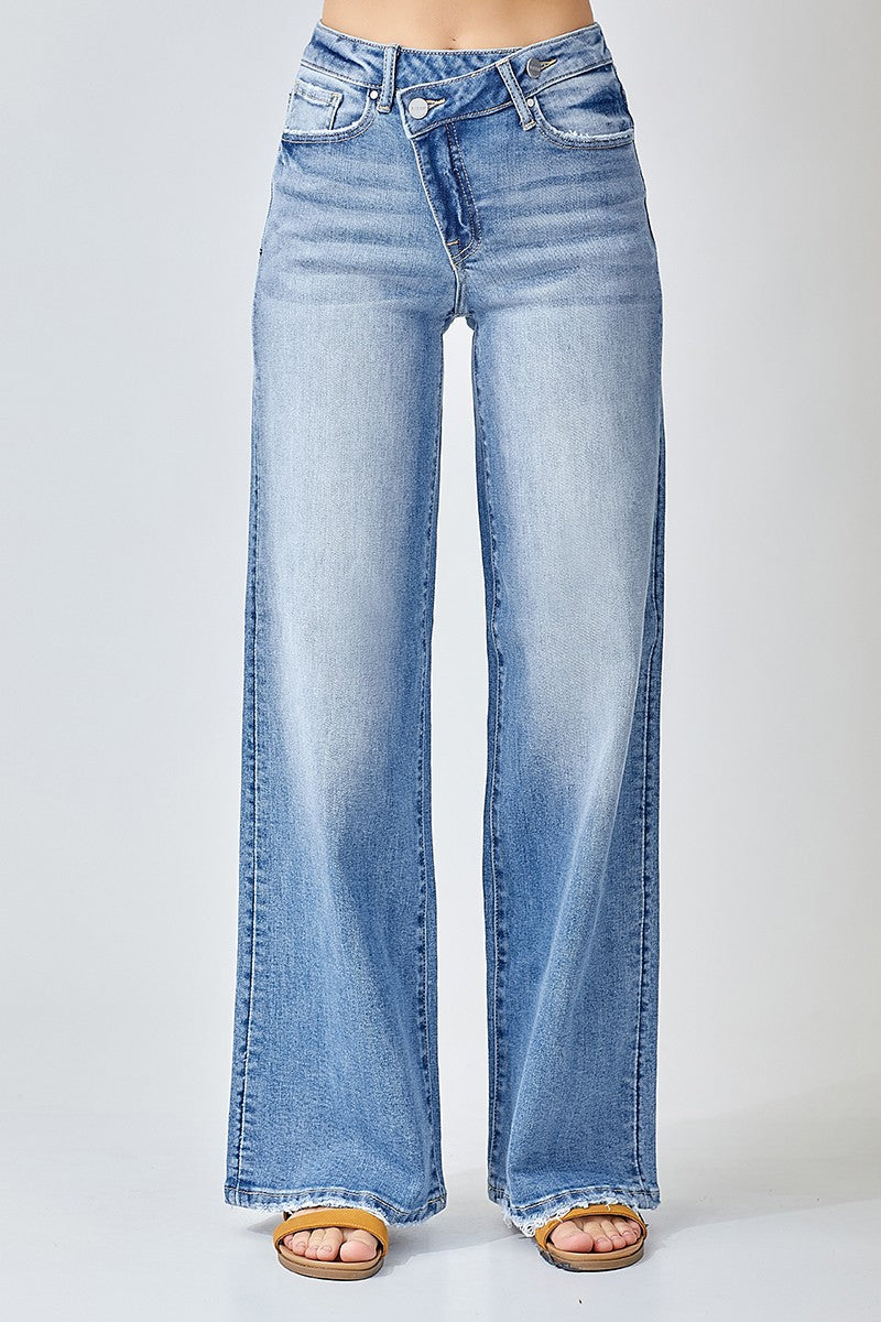 Crossover Wide-Leg Jeans