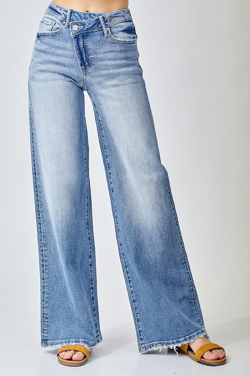 Crossover Wide-Leg Jeans