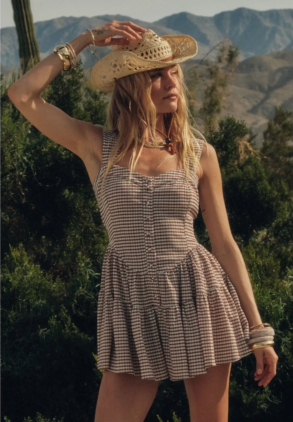Gingham Fit-and-Flare Romper