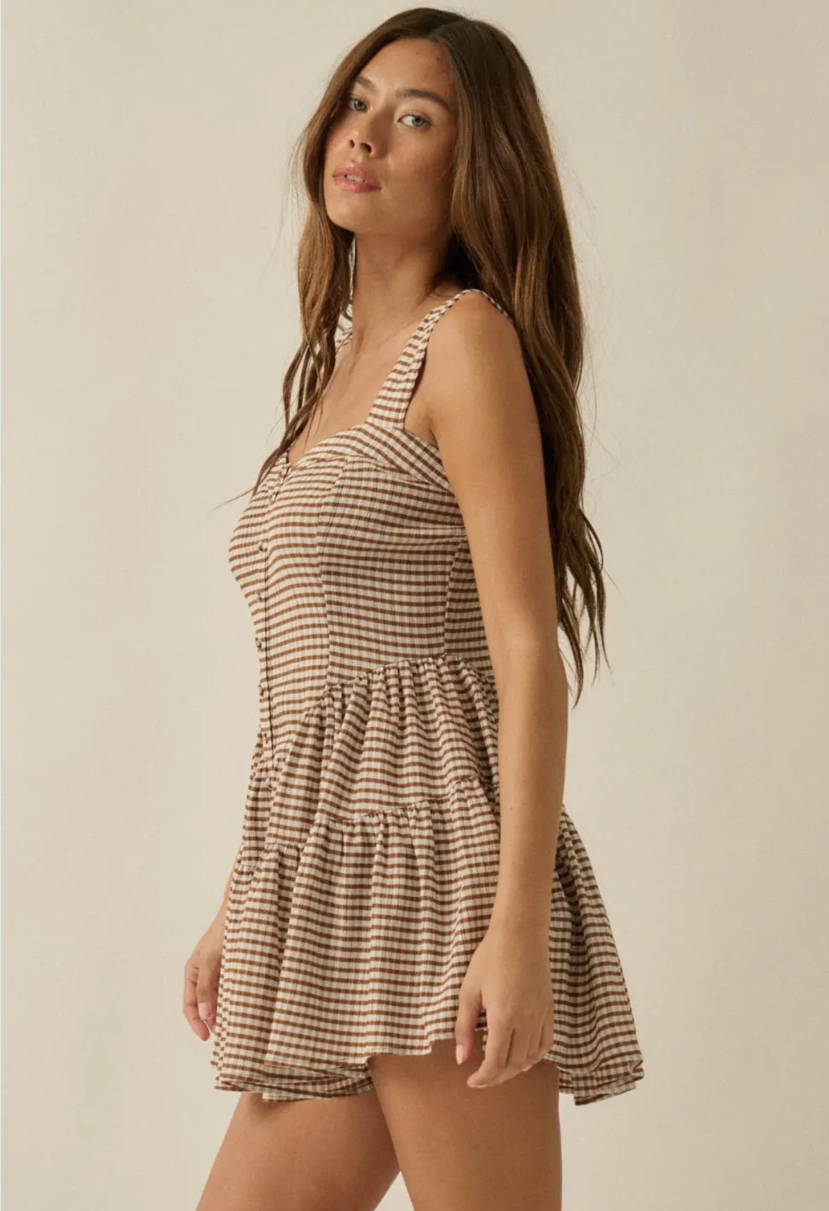 Gingham Fit-and-Flare Romper