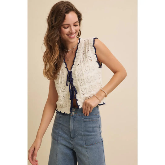 Scallop and Bow Sweater Vest