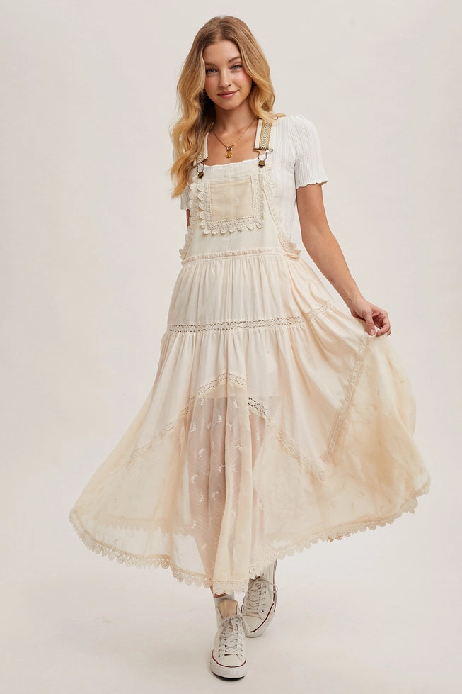 Lace Tulle Bib Maxi Dress