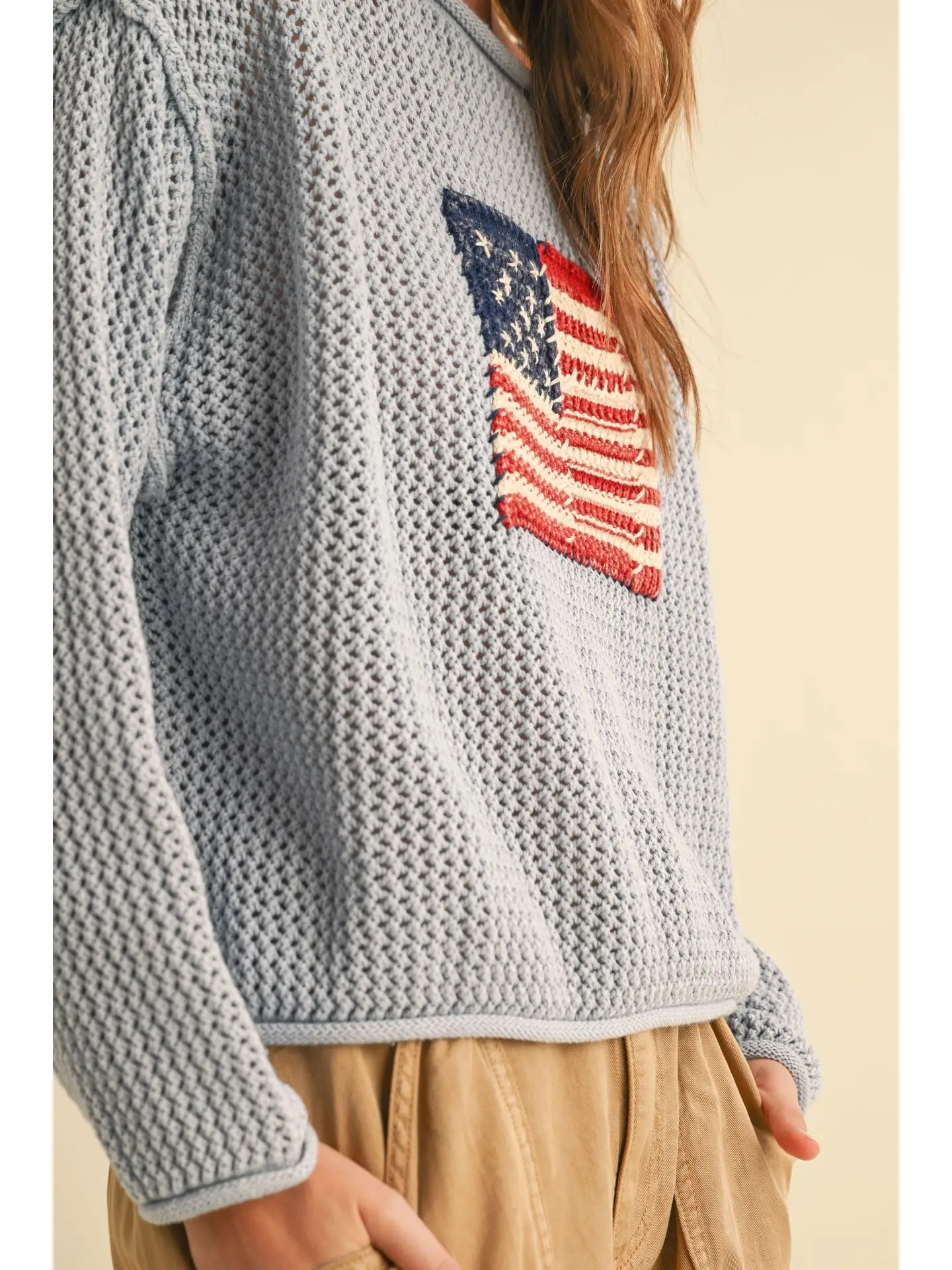 American Flag Knit Sweater (Blue)
