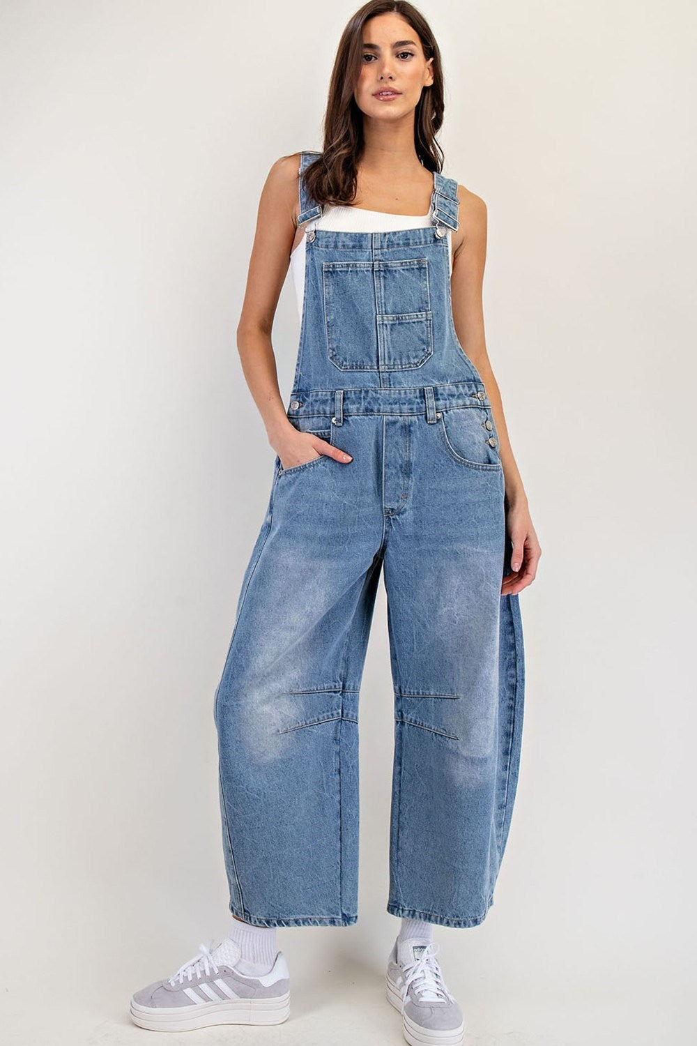 Denim Barrel Overalls