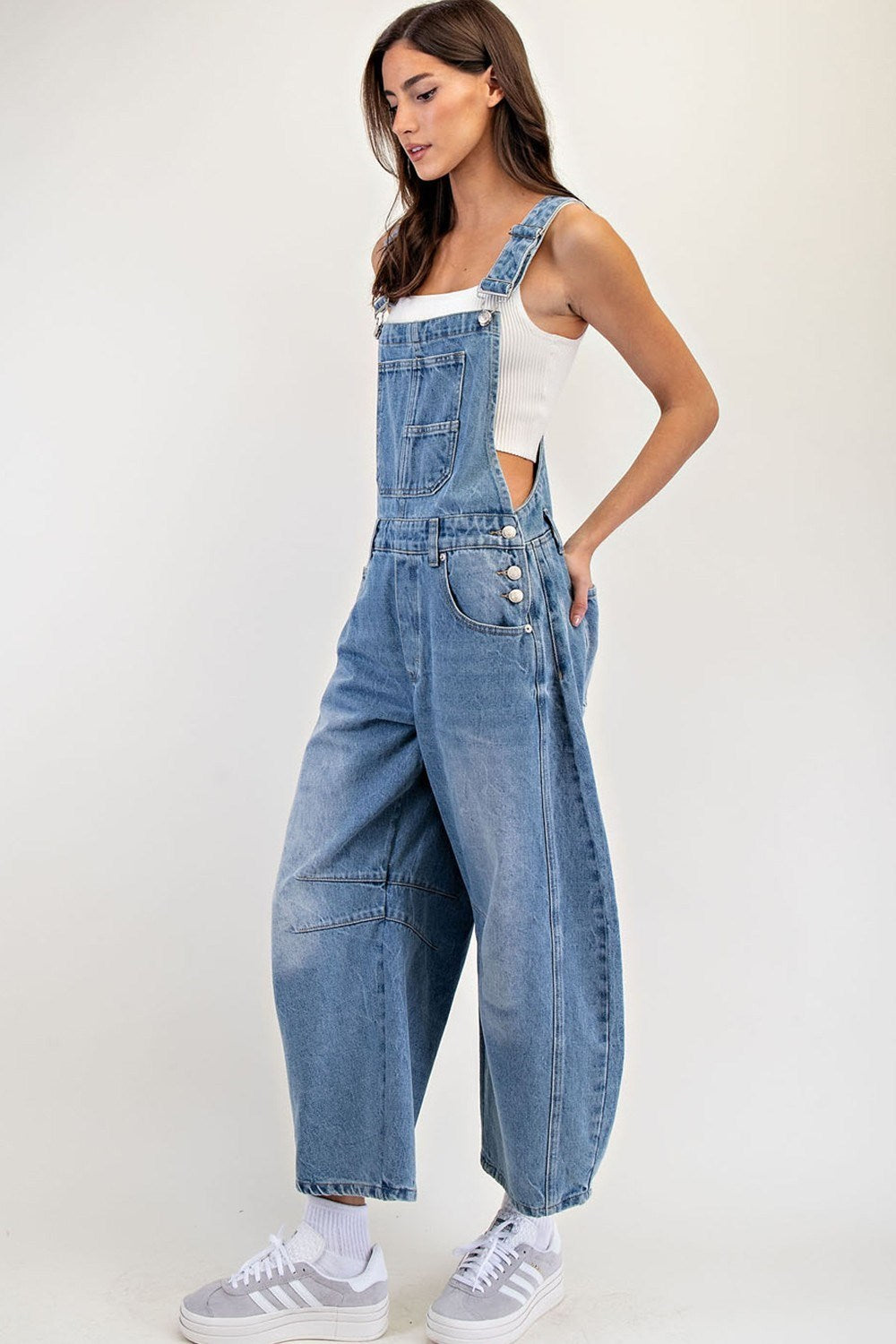 Denim Barrel Overalls