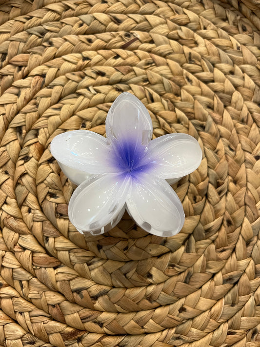 White Plumeria Claw Clip