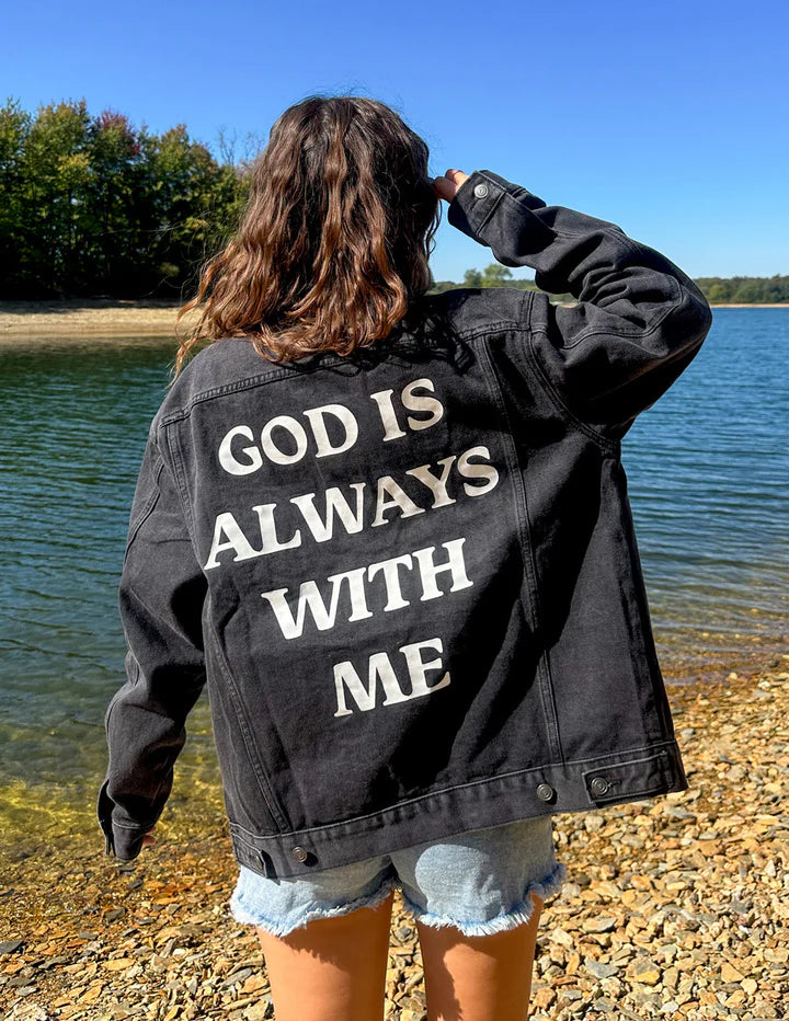 God Is Always With Me Denim Jacket