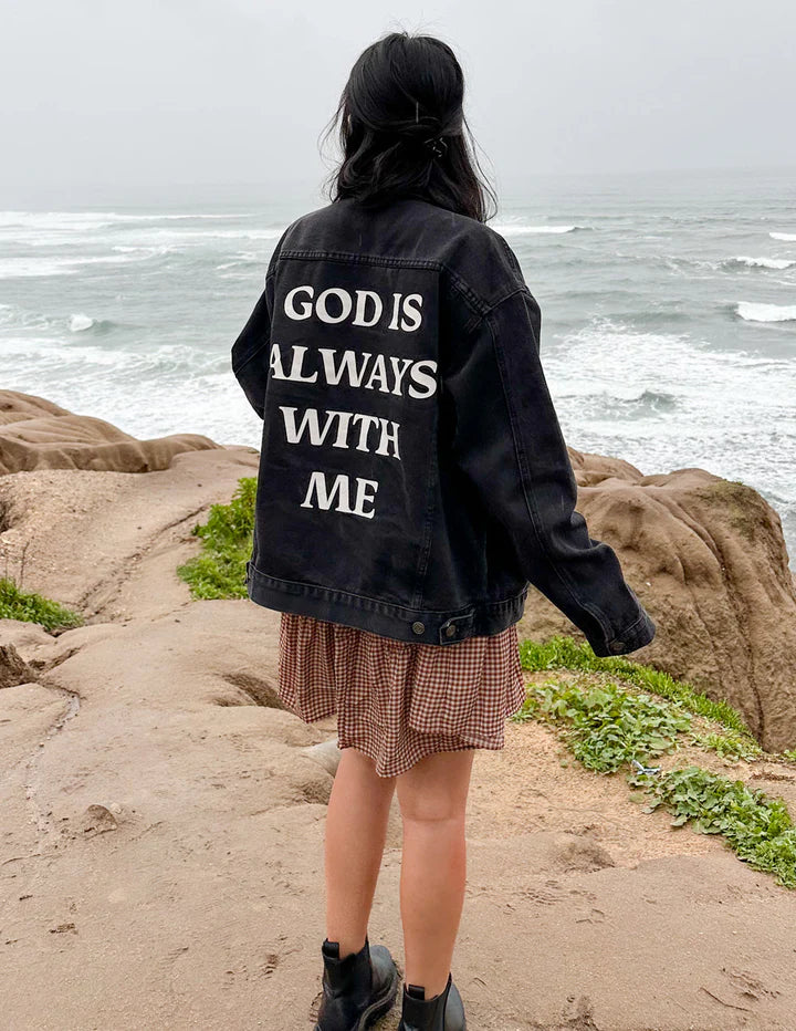 God Is Always With Me Denim Jacket