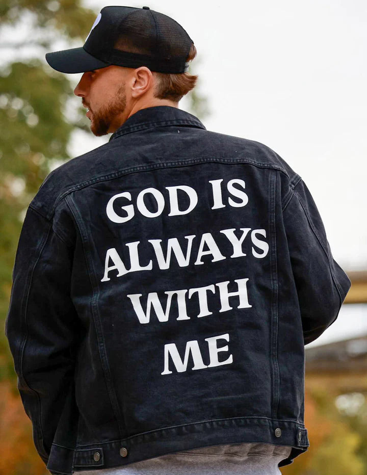 God Is Always With Me Denim Jacket