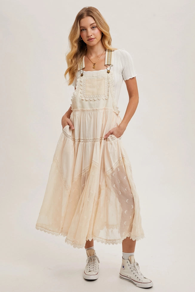 Lace Tulle Bib Maxi Dress