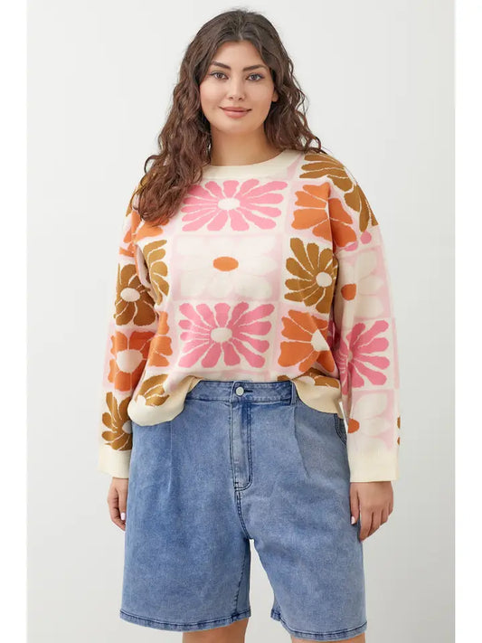 Groovy Florals Sweater (Plus)