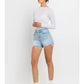 High Rise Distressed Hem Shorts