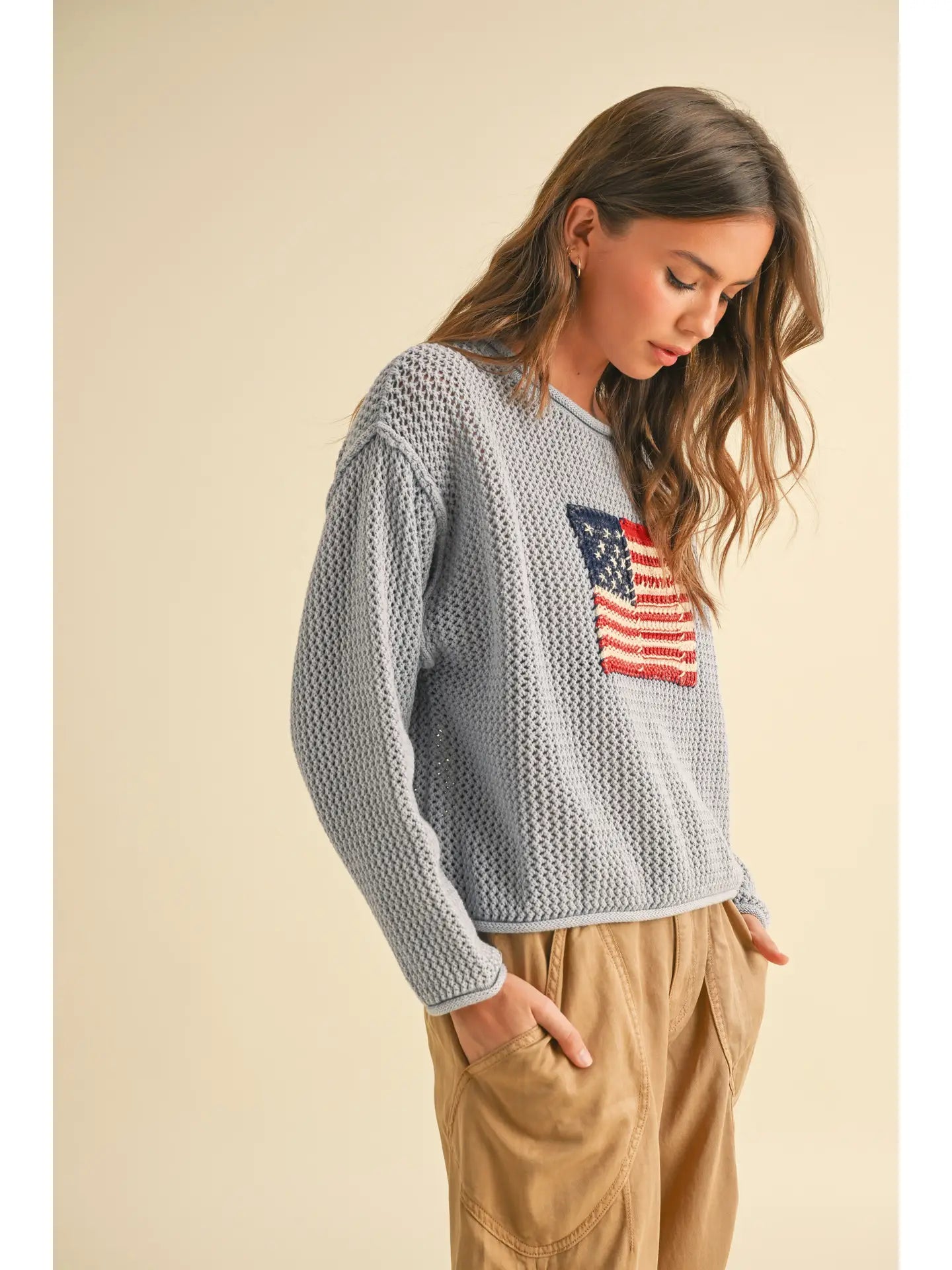American Flag Knit Sweater (Blue)