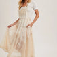 Lace Tulle Bib Maxi Dress